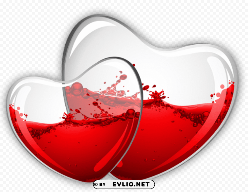 glass hearts with red winepicture PNG Graphic with Transparent Background Isolation