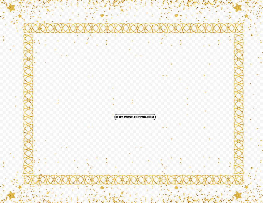 gold corner ornament glitter with confetti Transparent PNG graphics complete archive