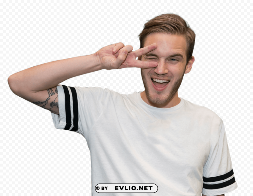 pewdiepie in a white shirt Transparent Background Isolation of PNG