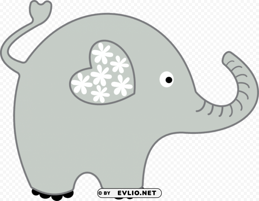Elephant With Heart Clear Background PNG Elements