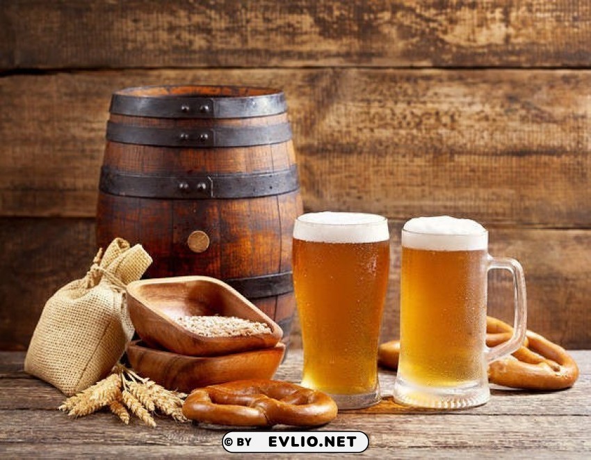 beers and beer wooden barrel PNG clipart with transparency