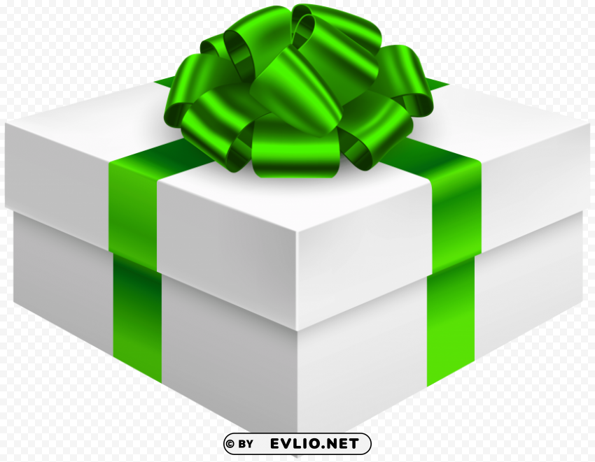 gift box with bow in green Isolated Item on Transparent PNG Format