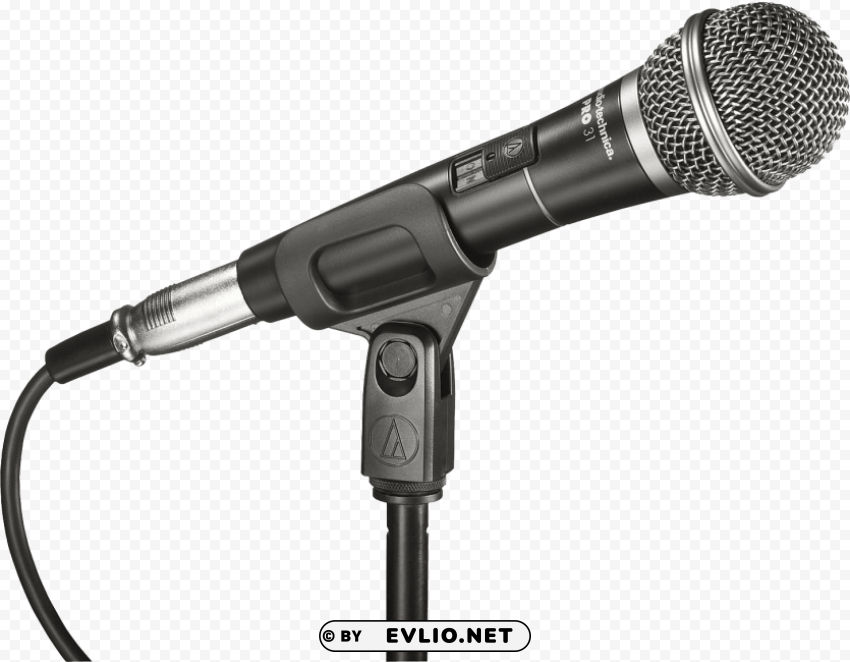 black audio microphone Clean Background Isolated PNG Graphic
