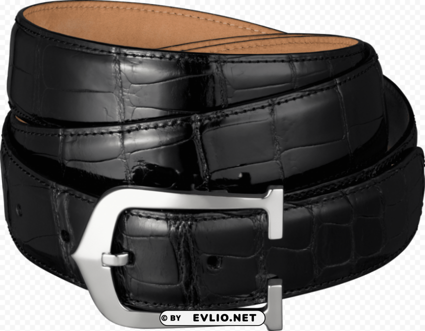 black belt with stylish buckles Isolated Object on Clear Background PNG
