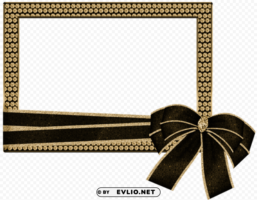 goldphoto frame with diamonds and bow PNG clipart with transparent background