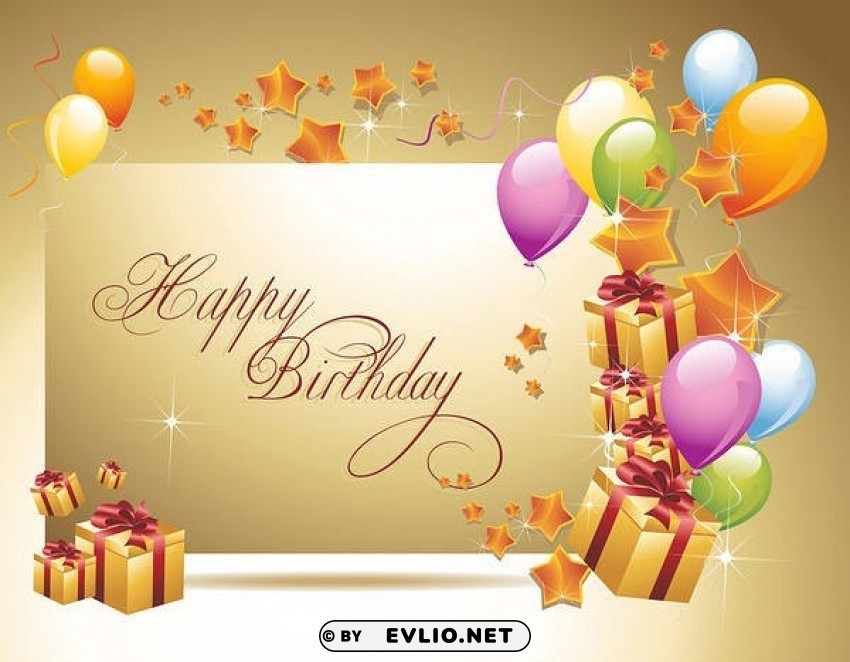 happy birthdaywith gifts and balloons Transparent PNG graphics assortment