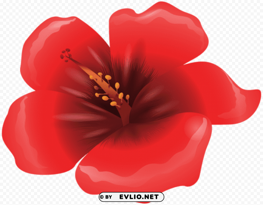 Large Red Flower Isolated Artwork On Clear Background PNG