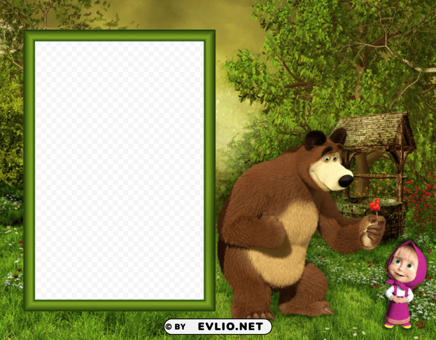 masha and the bear kids photo frame Free download PNG images with alpha channel