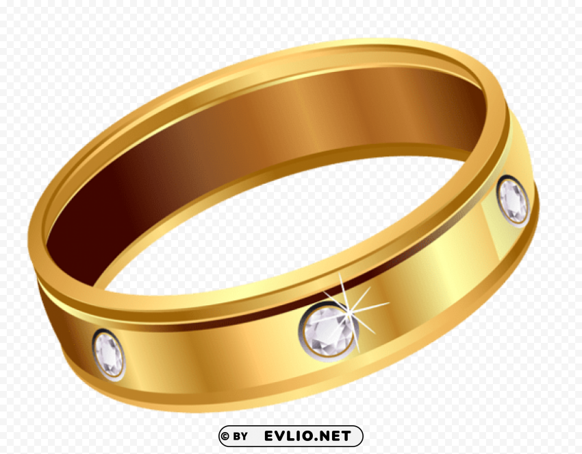 transparent gold ring with diamonds Isolated PNG Graphic with Transparency
