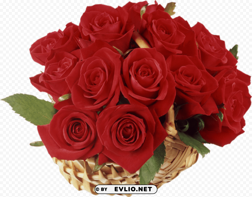 PNG image of basket with red roses Clear PNG graphics with a clear background - Image ID a4ca0004