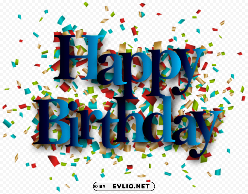 Blue Happy Birthday Isolated Graphic With Clear Background PNG