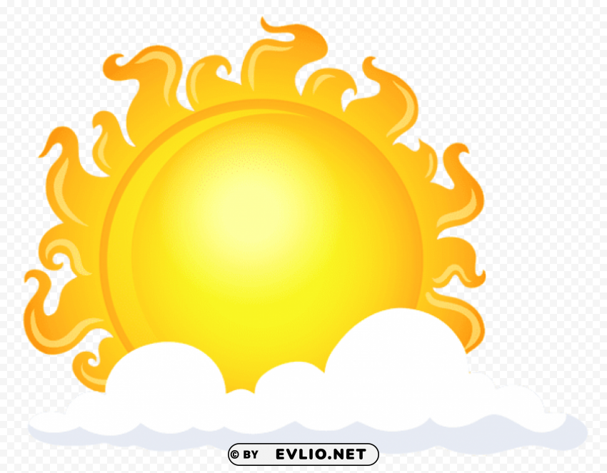Sun With Cloud Transparent Picture Clean Background Isolated PNG Illustration