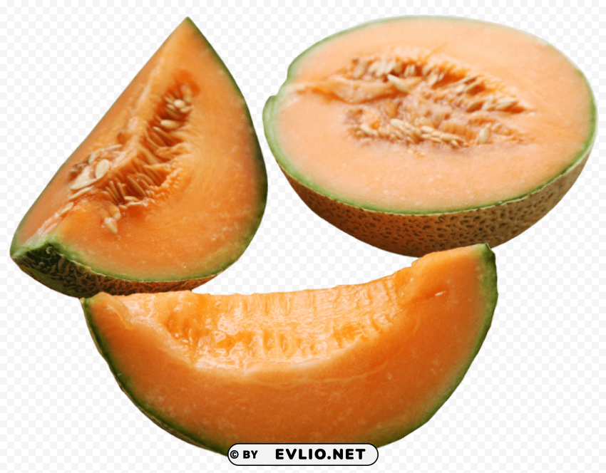 Cantaloupe Melon Slices Isolated Graphic with Transparent Background PNG