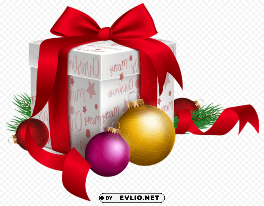 christmas gift and ornaments transparent PNG with alpha channel for download