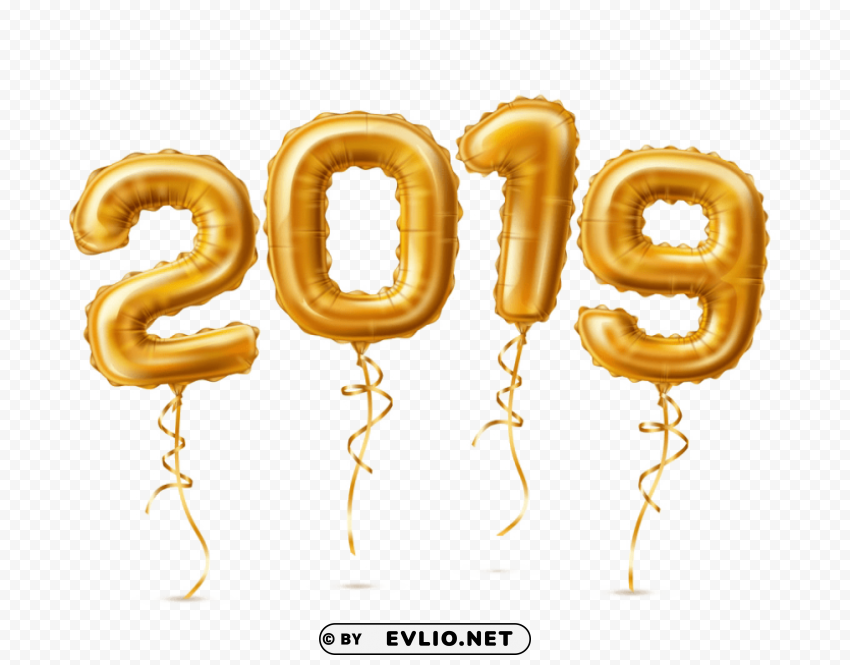 golden 2019 balloons Clear Background PNG Isolated Subject