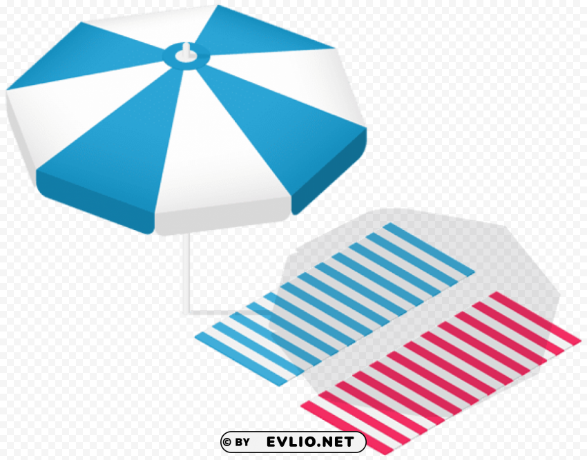 sunshade and striped towels transparent Clear Background PNG Isolated Design Element