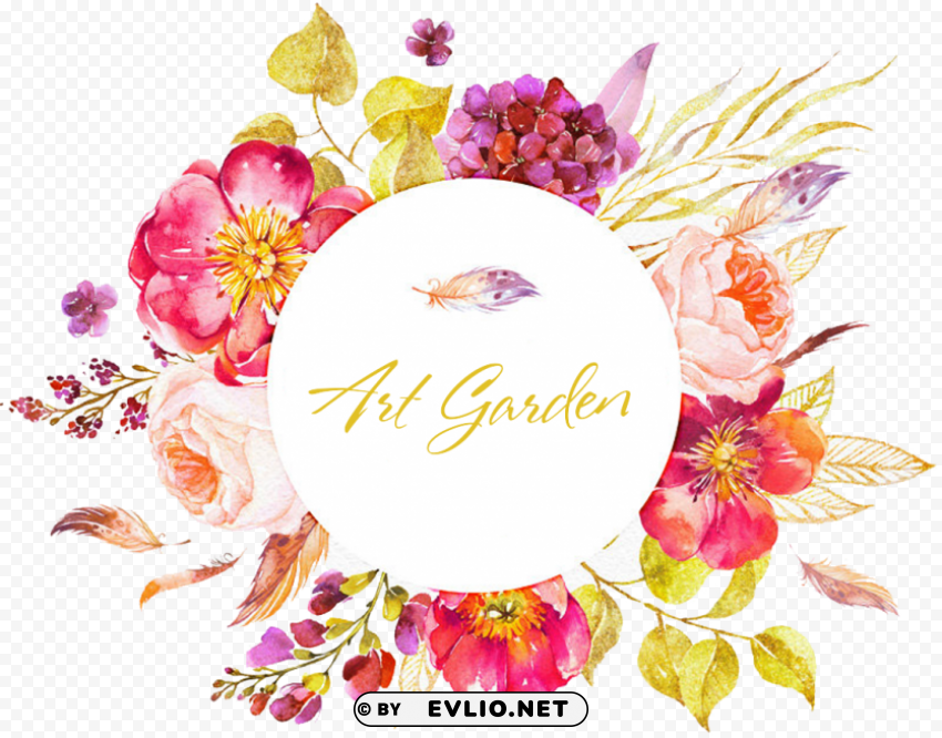 watercolor floral circle border Isolated Illustration on Transparent PNG