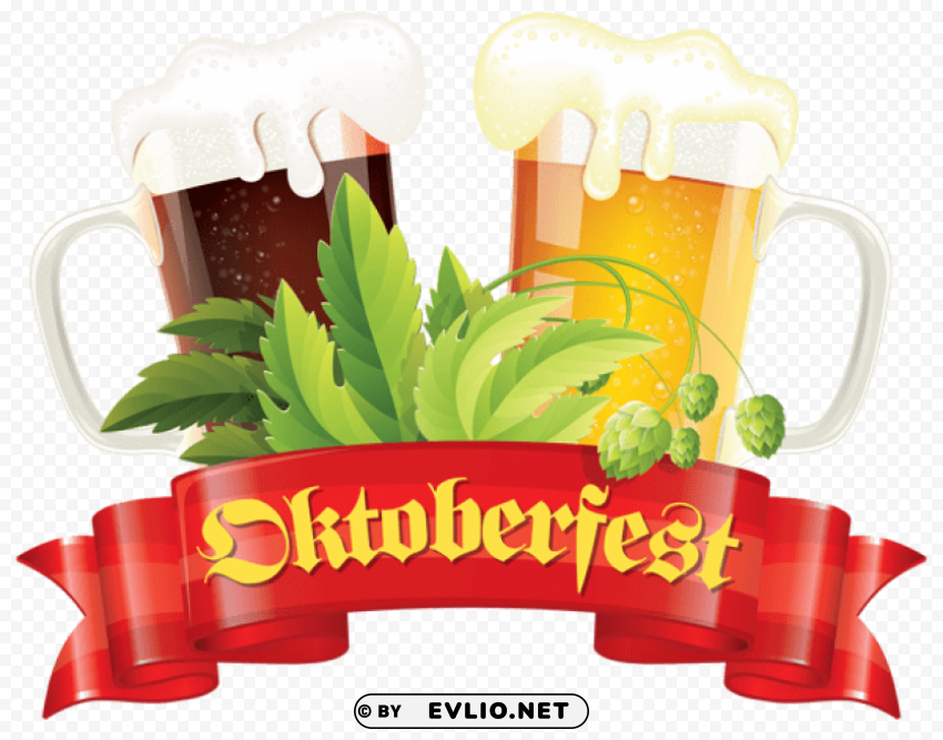 oktoberfest red banner beers and maltpicture Transparent Background PNG Object Isolation