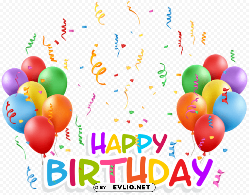  happy birthday and baloons Transparent PNG Isolated Illustration