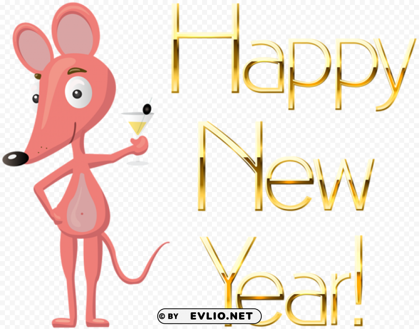 Happy New Year Mouse PNG Image With Clear Background Isolated