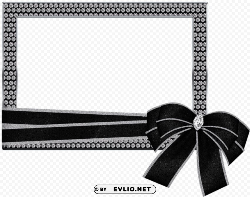 silverphoto frame with diamonds and bow PNG clipart with transparency