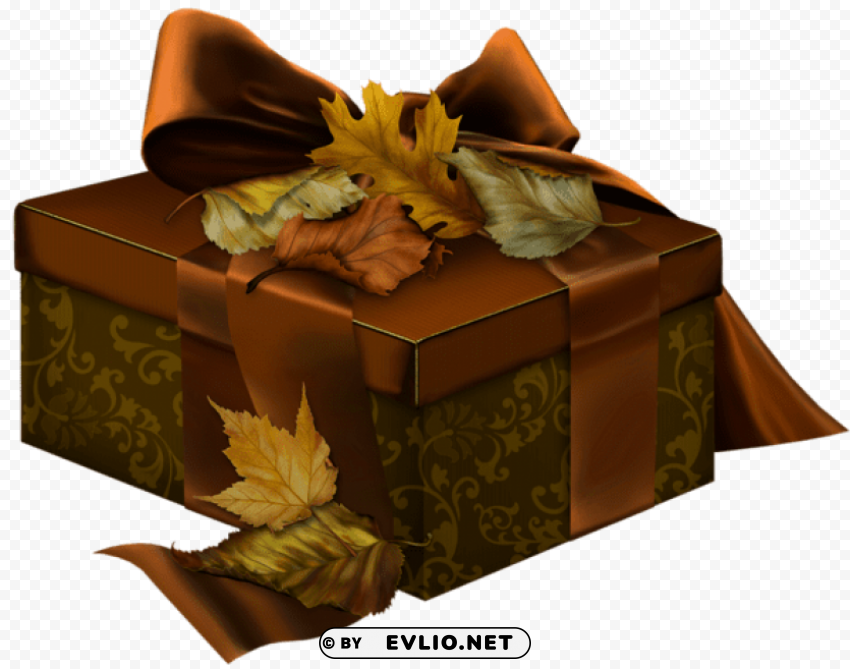 brown 3d with autumn leaves Isolated Item with Transparent Background PNG
