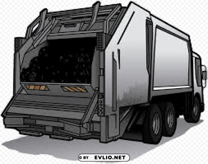 grey garbage truck PNG transparency