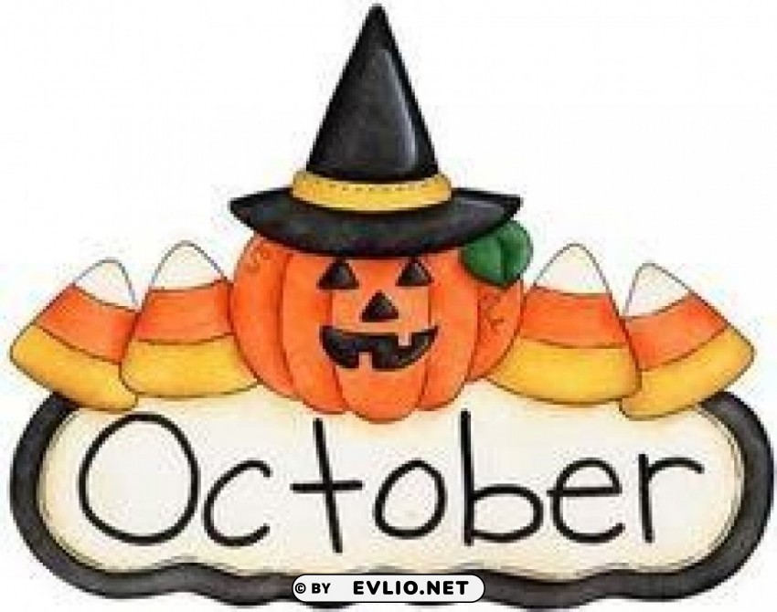 fun month of october halloween scene calendar topper 2 PNG images with transparent elements pack