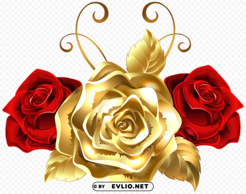 PNG image of gold and red roses Free download PNG images with alpha channel with a clear background - Image ID 41561b4a