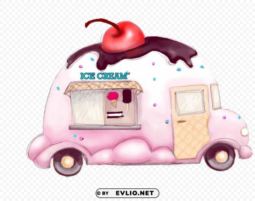 ice cream truck drawings Clear Background Isolation in PNG Format