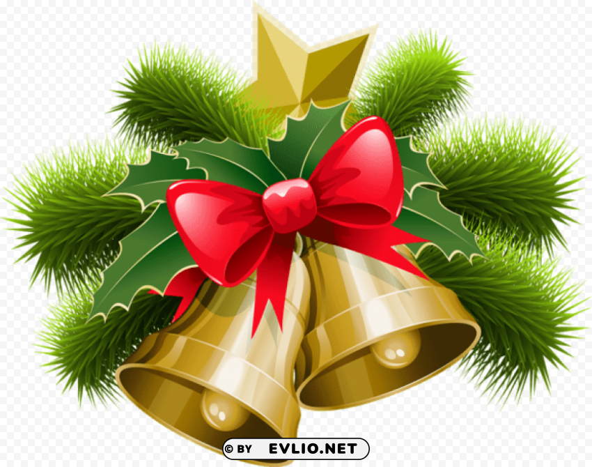 large christmas bells with bow PNG transparent images for websites