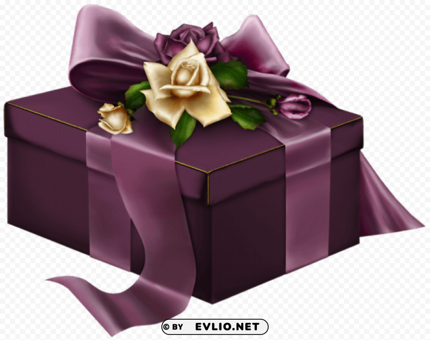 purple 3d with roses Isolated Object on Clear Background PNG