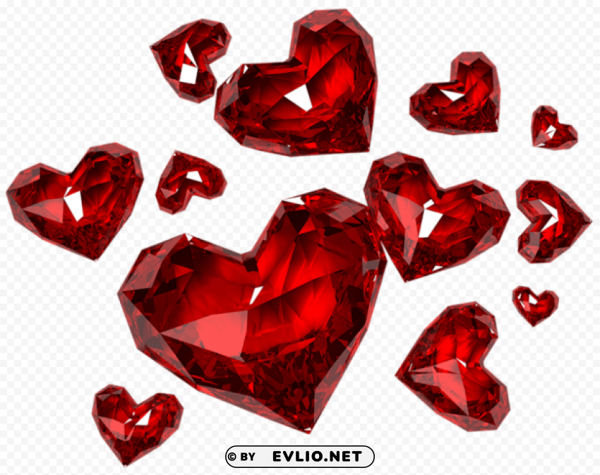 diamond hearts Isolated Artwork on Clear Transparent PNG