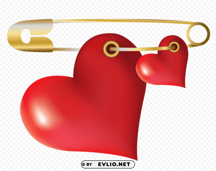 hearts with safety pin PNG images with alpha transparency wide selection
