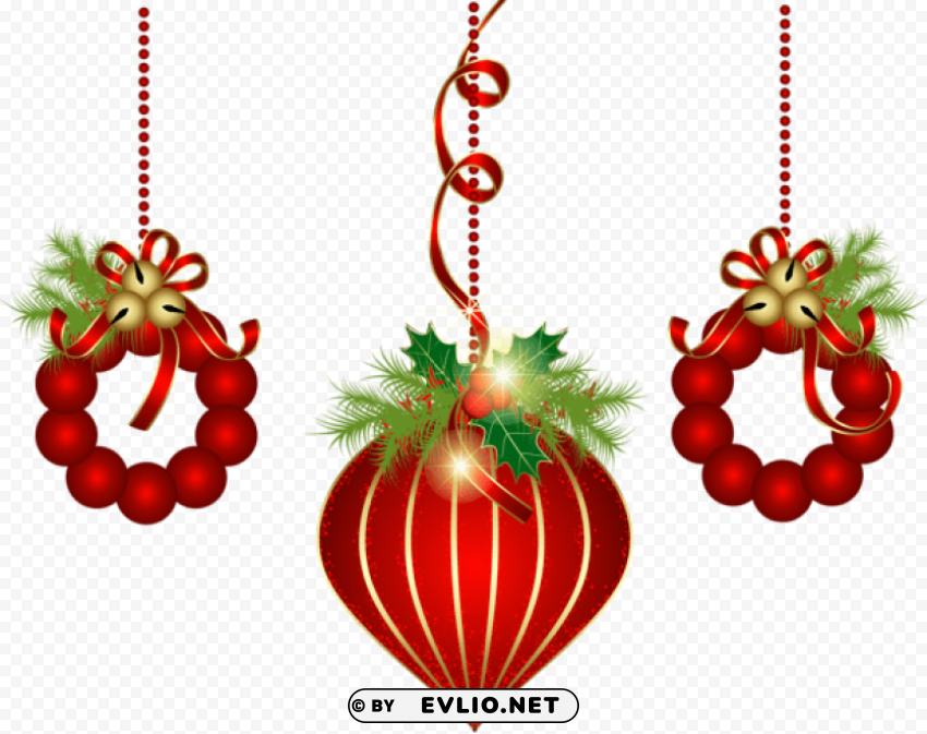  red christmas ornaments PNG Graphic with Transparent Background Isolation