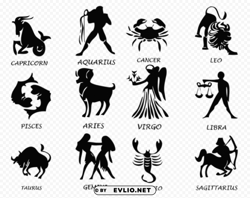 transparent zodiac signs set PNG Graphic Isolated with Transparency