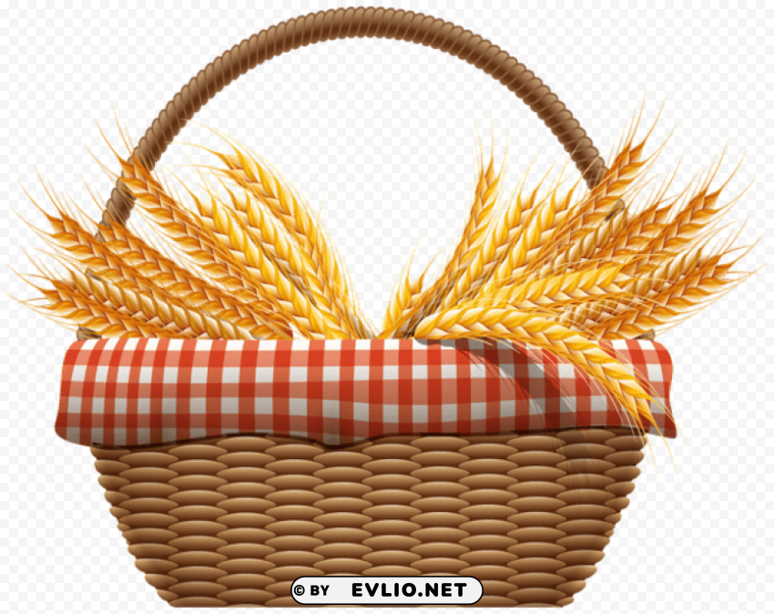 autumn basket with wheat PNG for personal use