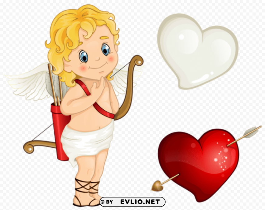 beautiful cupid with hearts Isolated Element with Transparent PNG Background