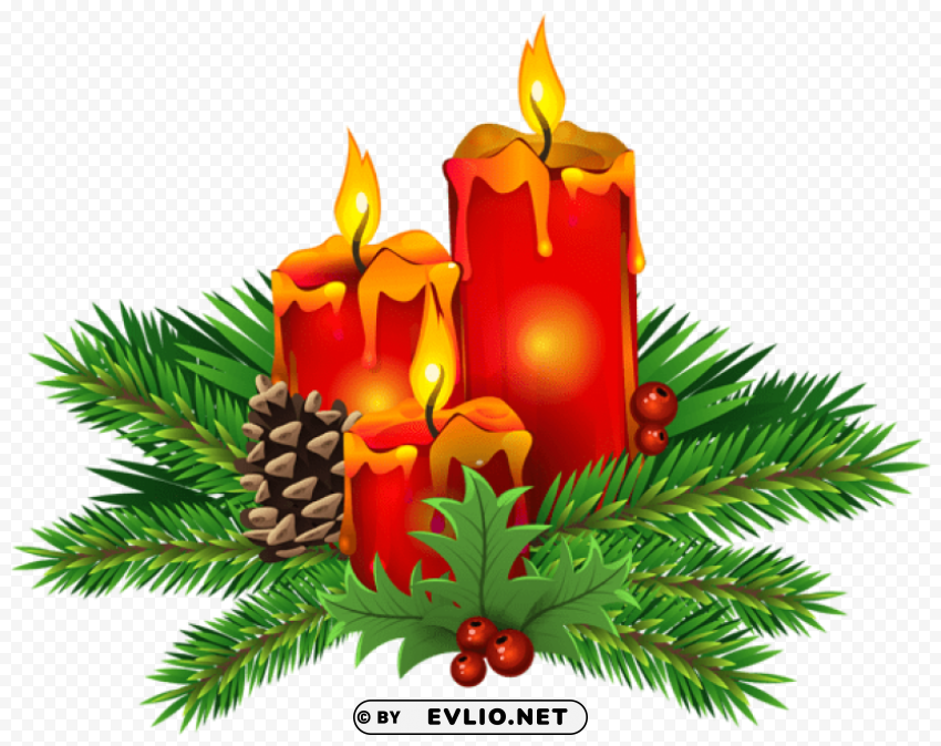 christmas candles PNG with clear overlay