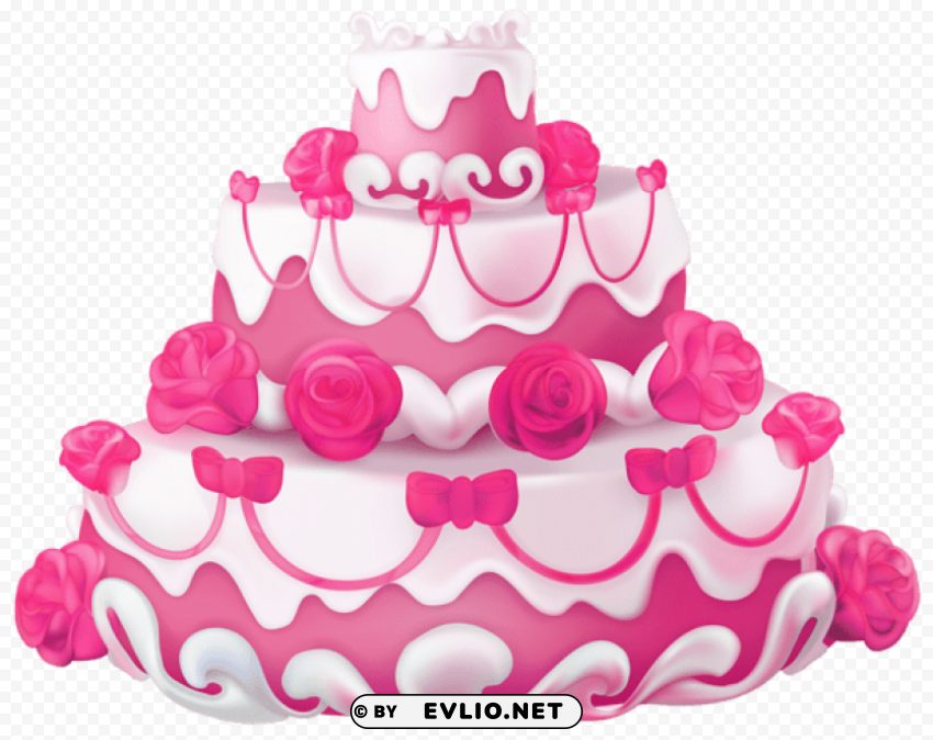 pink cake with roses transparent Clear background PNG images comprehensive package