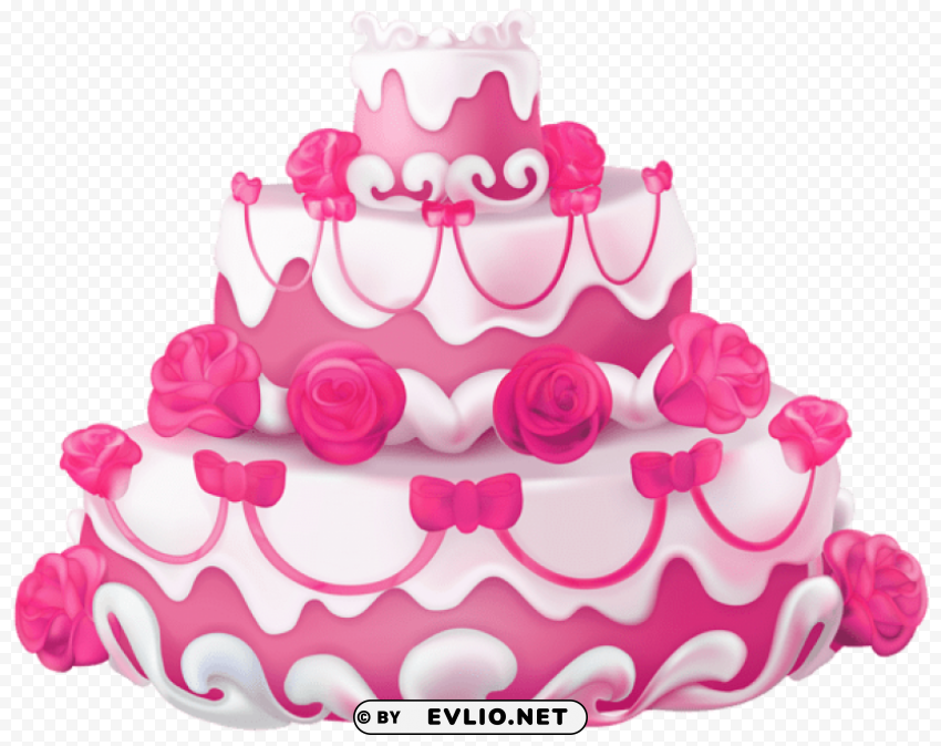 pink cake with roses transparent Clear background PNG images comprehensive package PNG images with transparent backgrounds - Image ID 7a95c081