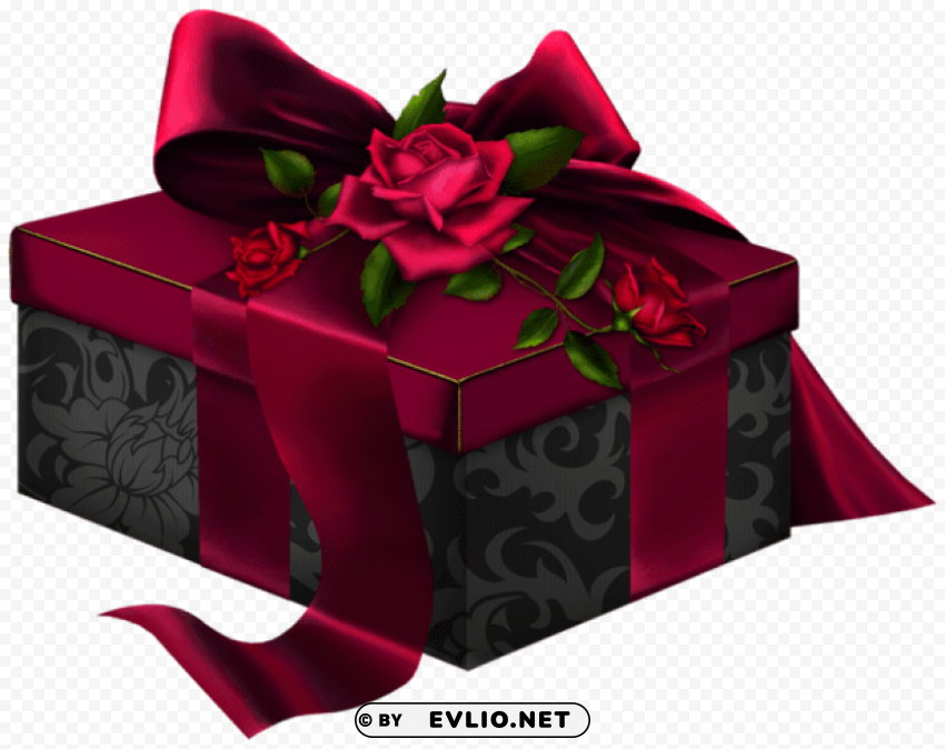 red and black 3d with roses Isolated Item with Transparent PNG Background