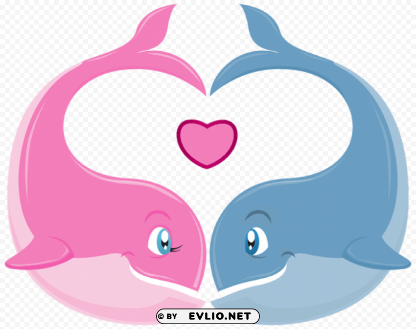 Valentines Day Whales Couple No-background PNGs