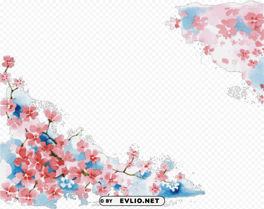 watercolor cherry blossom shower curtain Free PNG download no background