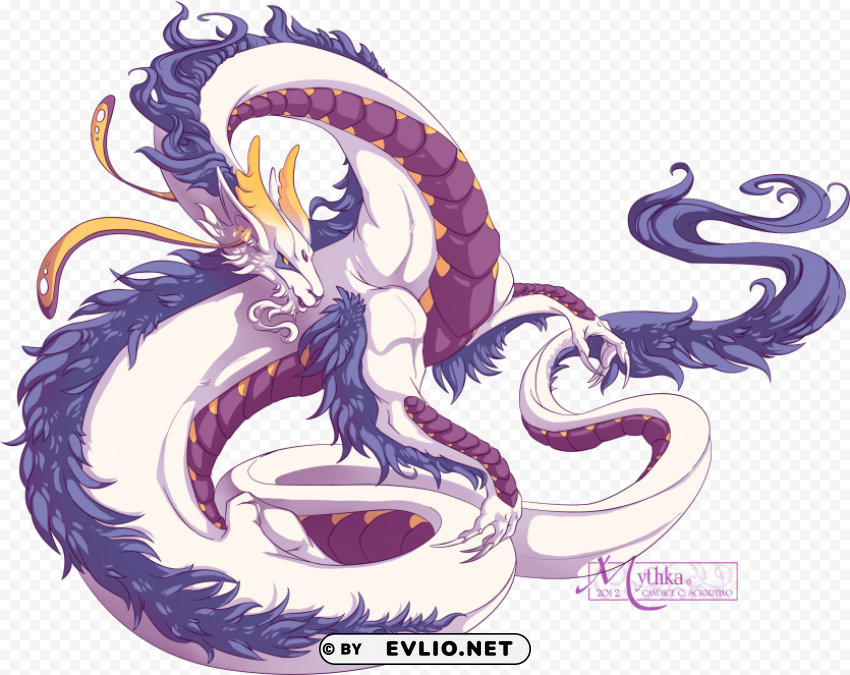 white and purple dragon Isolated Design Element in PNG Format