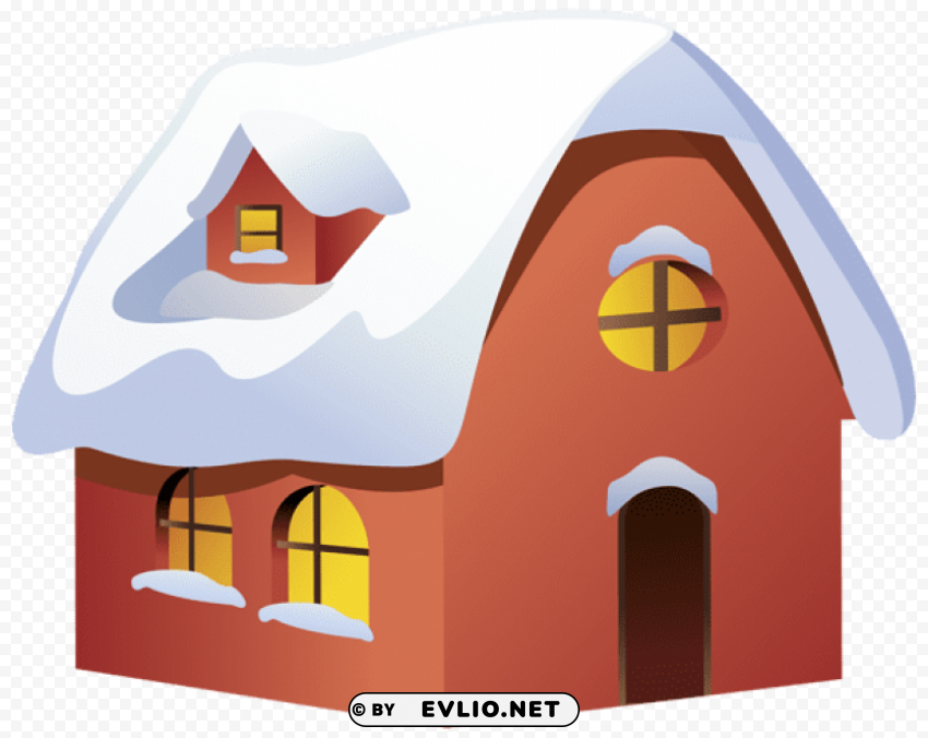 Winter House Transparent Clear Background PNG Isolated Illustration