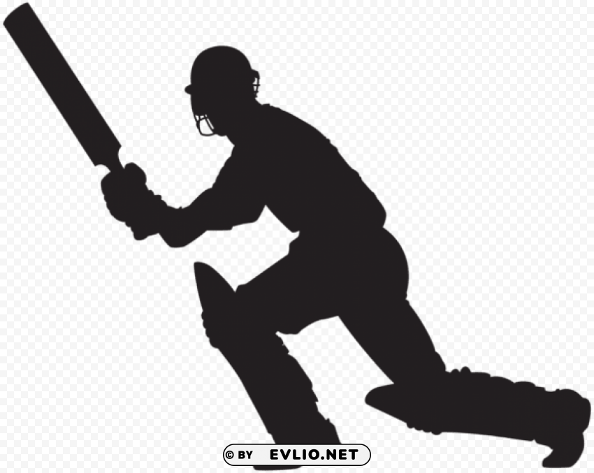 cricket player silhouette PNG Image Isolated with Clear Transparency