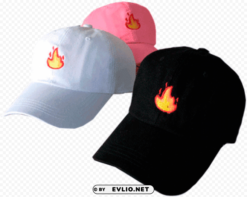 fire emoji embroidery baseball cap Free PNG download no background