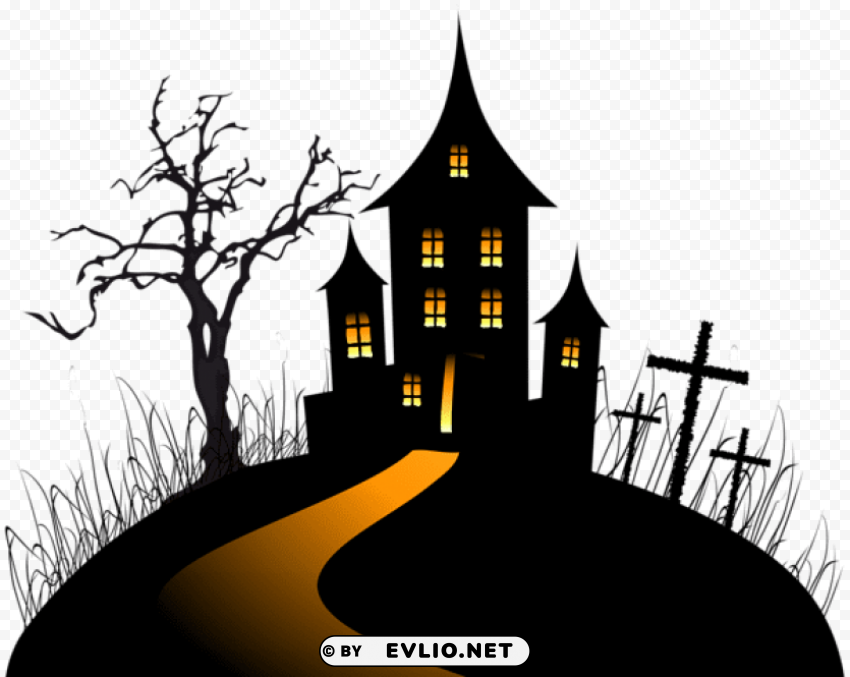 halloween creepy castle PNG Isolated Illustration with Clarity