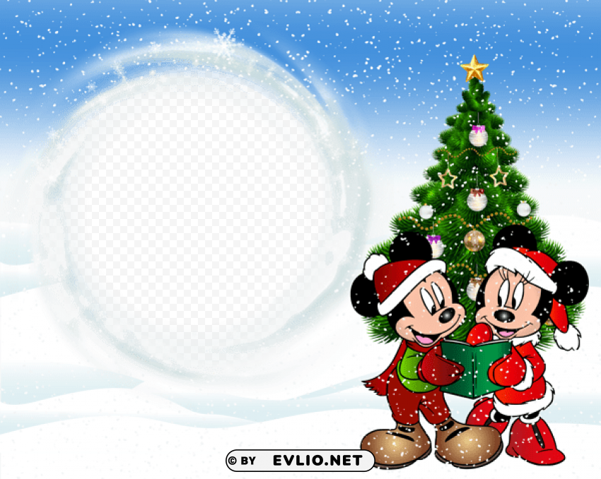 christmas kids frame with mickey mouse Transparent Background Isolated PNG Icon